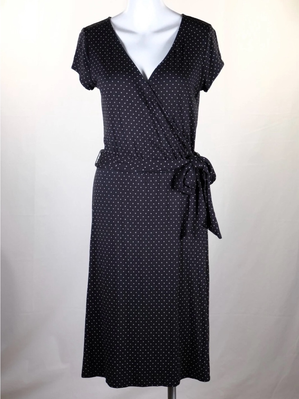 New York & Company Black Polka-Dot Short Dress, Size
